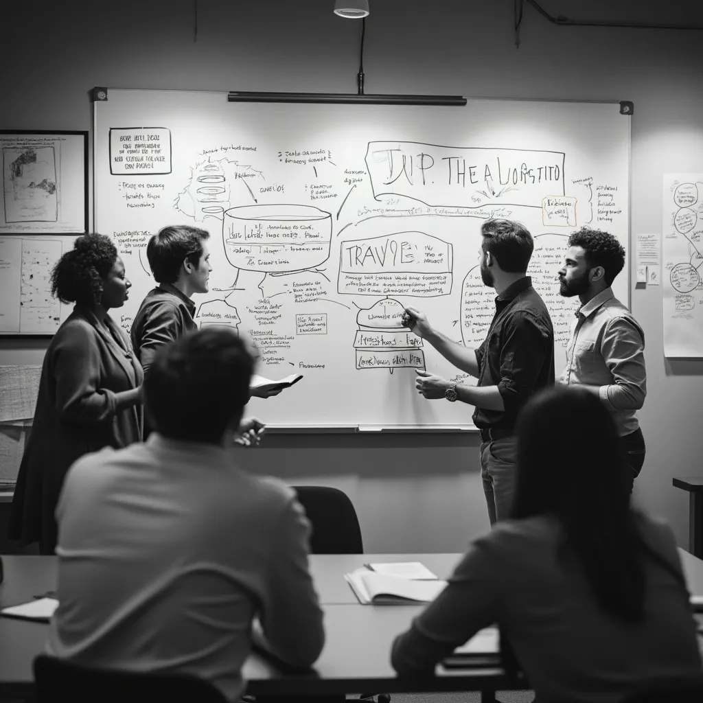 Grupo de personas colaborando en un proyecto de liderazgo