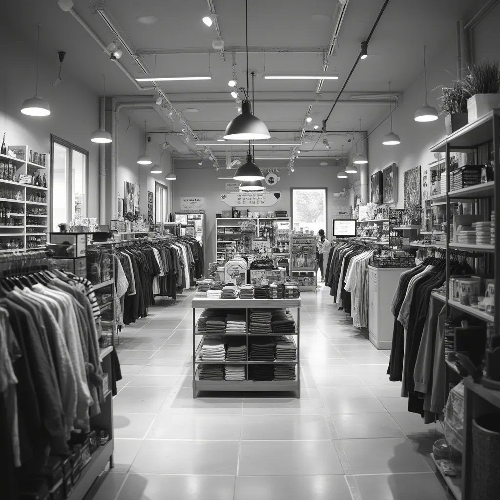 Interior de una tienda minorista bien organizada